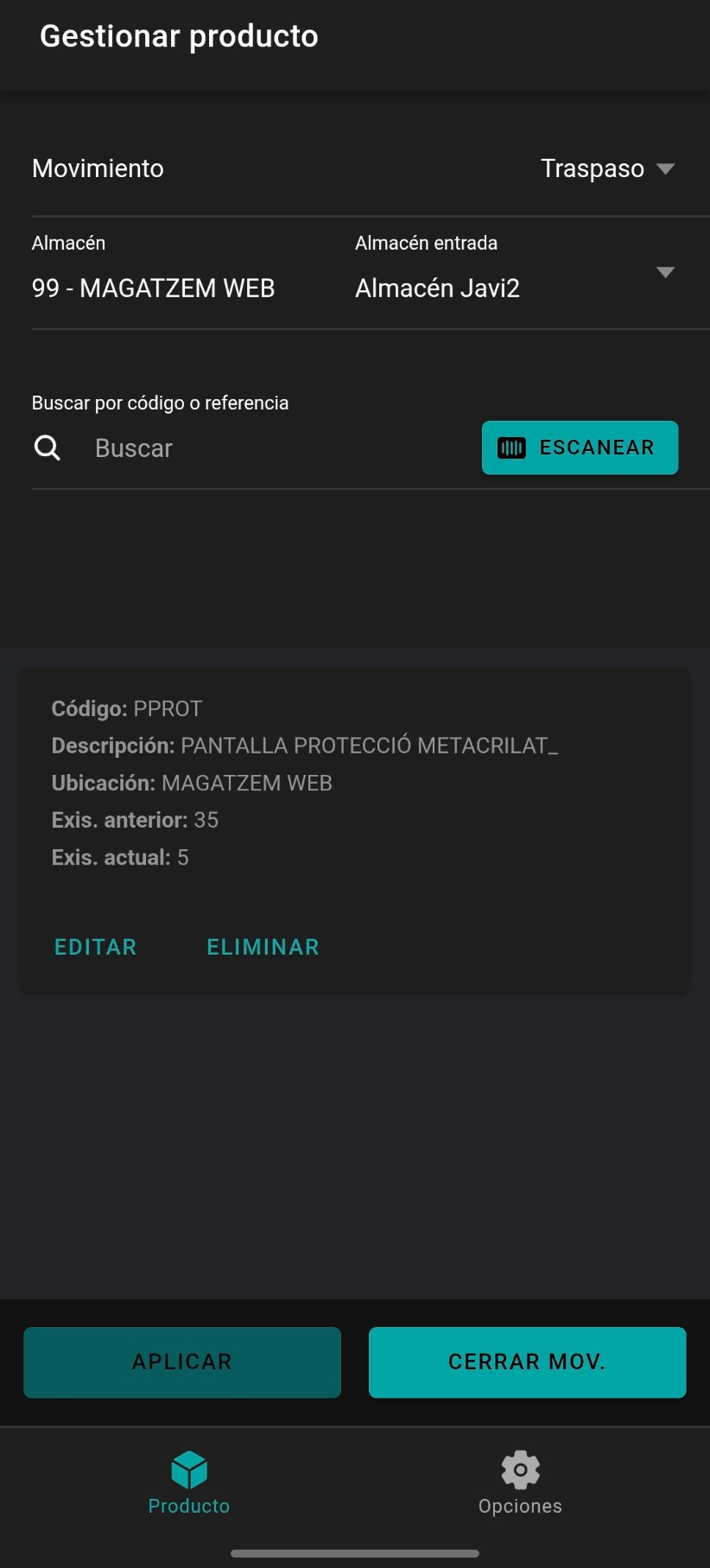 Confirmación y edición