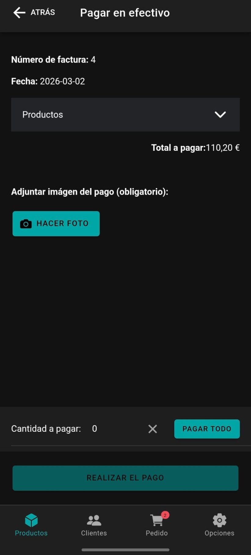Pagar en efectivo